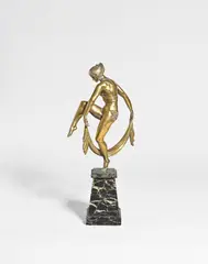 Raymonde Guerbe, 'Scarf dancer', circa 1922, Patinated bronze, marble