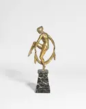 Raymonde Guerbe, 'Scarf dancer', circa 1922, Patinated bronze, marble
