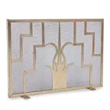 Art Deco Firescreen, probably United States, aluminum, unmarked, ht. 28 1/2, wd. 42, feet, wd. 2, dp. 5 1/2 in., probably United States, aluminum, unmarked, ht
