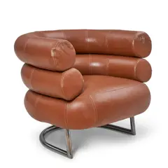 "BIBENDUM" LOUNGE CHAIR by Eileen Gray, France, designed 1926, later production, chromed steel, leather, unmarked, ht, sold Oct 2024