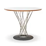 Isamu Noguchi, FOR KNOLL "CYCLONE" TABLE, United States, designed 1955, birch plywood, laminate, chromed steel, iron, paper label for Knoll with 573 Madison Avenue address, ht