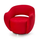 FOR HOLLY HUNT RED WYSIWYG ARMCHAIR by Vladimir Kagan, United States, late 20th/early 21st century, swivel chromed base and faux mohair upholstery, unmarked, ht, offered Oct 2024