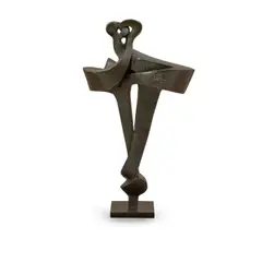 Sorel Etrog, "TWO DANCERS," 1964, bronze with a brown patina, ht. 40 in, mounted to a painted wood plinth
