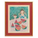 Trinidad Osorio, Niños y sandias, Grabado, Firmado 7/50