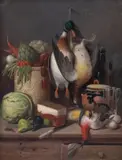 Felipe Santiago Gutiérrez, Naturaleza muerta con aves, Óleo sobre tela