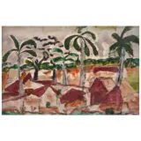 Sergio Hernández, Paisaje cubano, Mixta y encáustica sobre tela