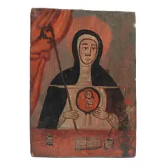 Santa Gertrudis, MÉXICO, PRINCIPIOS DEL SIGLO XX, Óleo sobre madera
