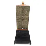 Urna, CHINA, SIGLO XX, Bronce, con tapa y base de madera