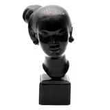 Cabeza de Una Mujer Laosiana*, VIETNAM, CA., 1950, Bronce, patinado en color negro; con base de madera