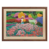 Trinidad Osorio, Ñiña con flores, Serigrafía. Firmada. 55/300