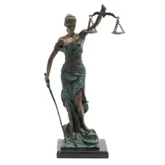 la Justicia, SIGLO XX, Bronce, patinado en color marrón y verde; con base de mármol negro