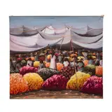Mercado de flores by Casiano García Jarquín, Óleo sobre tela. firmado y fechado 89, sold Apr 2025