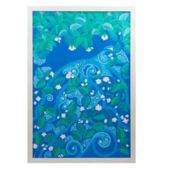 Flora Guerrero Garro, Primavera en azul, Acrílico y pastel sobre lienzo