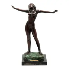 Gabriel Ponzanelli, EL DESPERTAR, Bronce, patinado policromo; con base de mármol negro