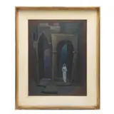 Luis Vezcali, Dama con esfera, Óleo sobre masonite. Firmado y fechado: "Vezcali - 61"