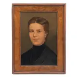 MÉXICO, FINALES DEL SIGLO XIX by Retrato de Dama Con Vestido Negro, Óleo sobre tela, adherido a madera, sold Apr 2025