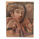 Retrato de Monje, MÉXICO, PRINCIPIOS DEL SIGLO XIX, Óleo sobre tela, adherido a tablero