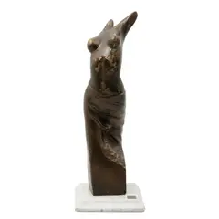 Torso Femenino, SIGLO XX, Bronce, patinado en color marrón; con base de mármol blanco