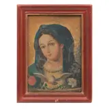 Sagrado Espíritu de María, MÉXICO, CA, 1900, Óleo sobre lámina de zinc