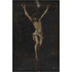 Crucifixión, MÉXICO, SIGLO XIX, Óleo sobre tela