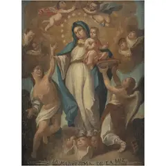 Virgen de la Luz, MÉXICO, SIGLO XVIII, Óleo sobre madera
