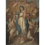 Virgen de la Luz, MÉXICO, SIGLO XVIII, Óleo sobre madera
