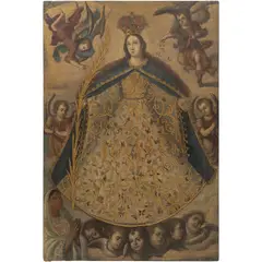 Virgen de los Remedios Con Donante, MÉXICO, SIGLO XVII, Óleo sobre tela