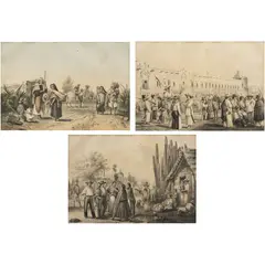 TRAJES MEXICANOS - CAMINO DE TACUBAYA A CHAPULTEPEC by Casimiro Castro - J. Campillo, Litografías coloreadas, sold Mar 2025