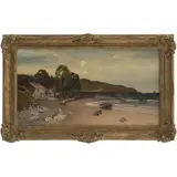 Julius Hare, PAISAJE COSTERO, Óleo sobre tela