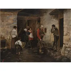 Escena Costumbrista, MÉXICO, 1914, Óleo sobre tela