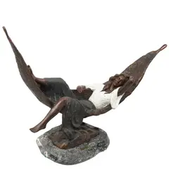 Miguel Michel, MÉXICO, Bronce patinado policromado y base de mármol gris veteado