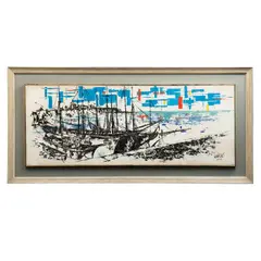 Firmado Leandro, Muelle, 1964, Óleo sobre tela
