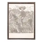 Erasto Cortés, EMILANO ZAPATA, Xilografía, 40 x 30 cm