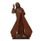 Miguel Michel, JESÚS DE LA DIVINA MISERICORDIA, Bronce, patinado policromado; con base de mármol negro (lascaduras)