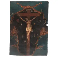 Cristo Crucificado, MÉXICO, SIGLO XIX, Óleo sobre tela