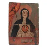 Santa Gertrudis, MÉXICO, PRINCIPIOS DEL SIGLO XX, Óleo sobre madera
