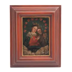 la Virgen del Refugio, MÉXICO, PRINCIPIOS DEL SIGLO XX, Óleo sobre lámina de zinc