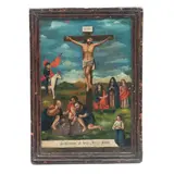 Cristo Crucificado, MÉXICO, SIGLO XIX, Óleo sobre madera