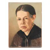Retrato de Dama Con Collar, MÉXICO, FINALES DEL SIGLO XIX, Óleo sobre tela, adherido a madera