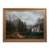 Firmado J. Bennett, Paisaje con cascada, Óleo sobre tela