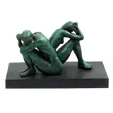 la Ruptura, MÉXICO, SIGLO XX, Bronce, patinado en color verde; con base de mármol negro