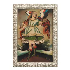 Arcángel Gabriel, ESCUELA CUZQUEÑA, SIGLO XX, Óleo sobre tela, adherido a tablero