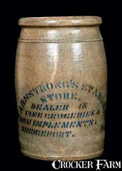 Armstrongs Standard Store, ARMSTRONGS STANDARD STORE / BRIDGEPORT, PA (now Brownsville) Jar, circa 1885, Stoneware