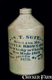 S. T. Suit, S.T. SUIT / SUITLAND MD Cobalt-Decorated Whiskey Jug, circa 1879, Stoneware