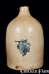 Stone Ware, F.T. WRIGHT & SON, / STONE WARE / TAUNTON, MASS. Grapes Jug, circa 1880, Stoneware
