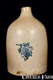Stone Ware, F.T. WRIGHT & SON, / STONE WARE / TAUNTON, MASS. Grapes Jug, circa 1880, Stoneware