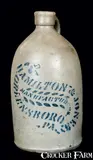 Hamilton & Jones, HAMILTON & JONES / MANUFACTURERS / GREENSBORO. / PA Jug, circa 1875, Stoneware