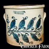 C.E. Pharis & Co., C.E. PHARIS & CO. / GEDDES. N.Y. Stoneware Crock w/ Floral Design, circa 1864-1867, Stoneware
