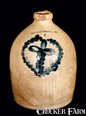 Rare Mark, CLINTON POTTERY New York Stoneware Jug (Rare Mark), circa 1847, Stoneware
