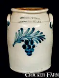 COWDEN & WILCOX / HARRISBURG, PA Stoneware Pottery Grapes Jar by Cowden & Wilcox, circa 1865, Stoneware, sold Mar 2011